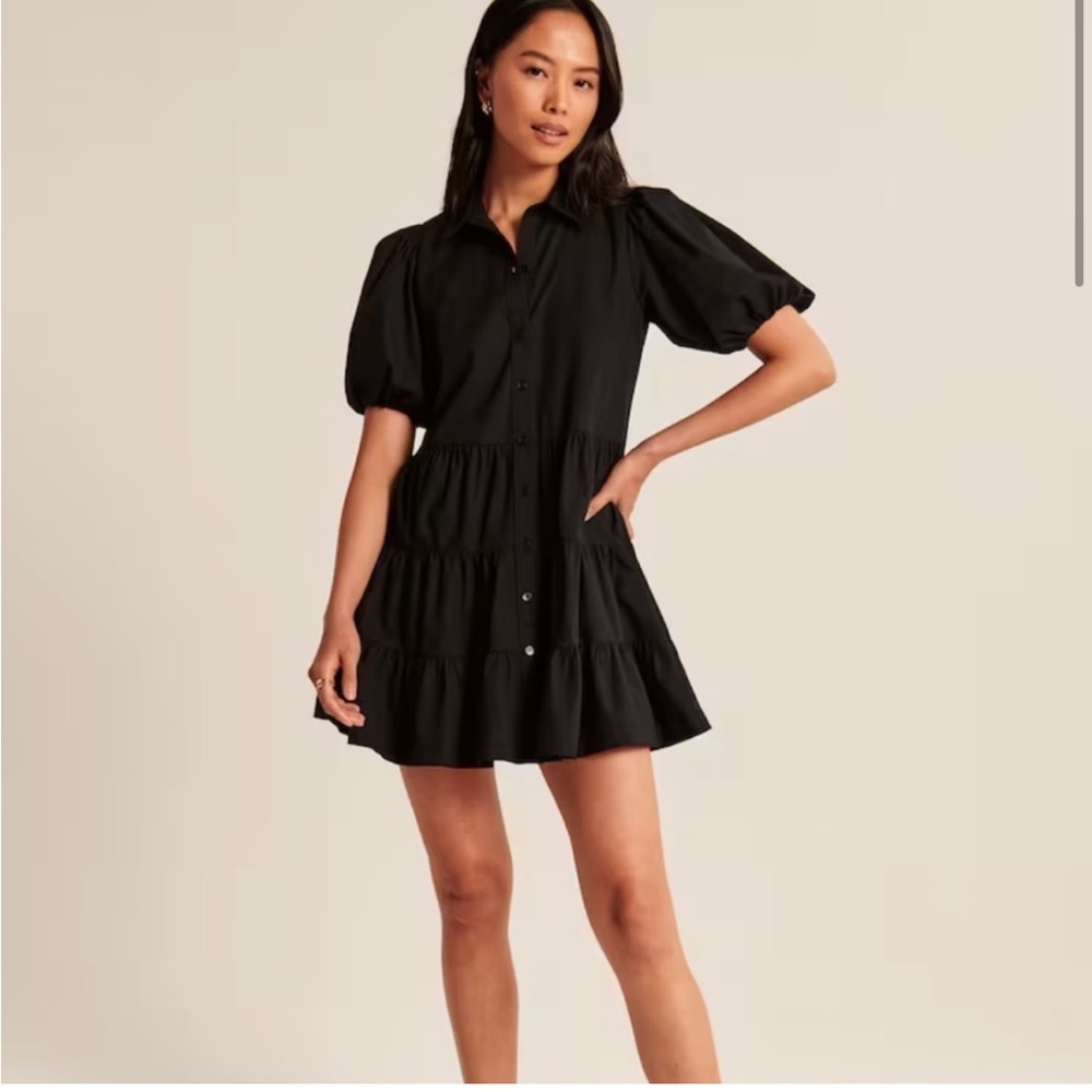 Abercrombie and Fitch Poplin Puff Sleeve Dress